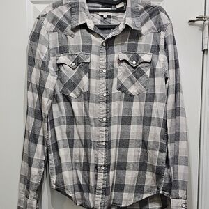 Levi's Black and White Plaid Shirt